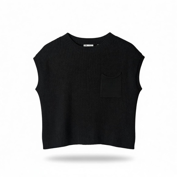 LILLUSORY Sweaters - Lillusory Cropped Sweater Patch Pocket‎ Distressed Size XS Boxy Knit Grunge